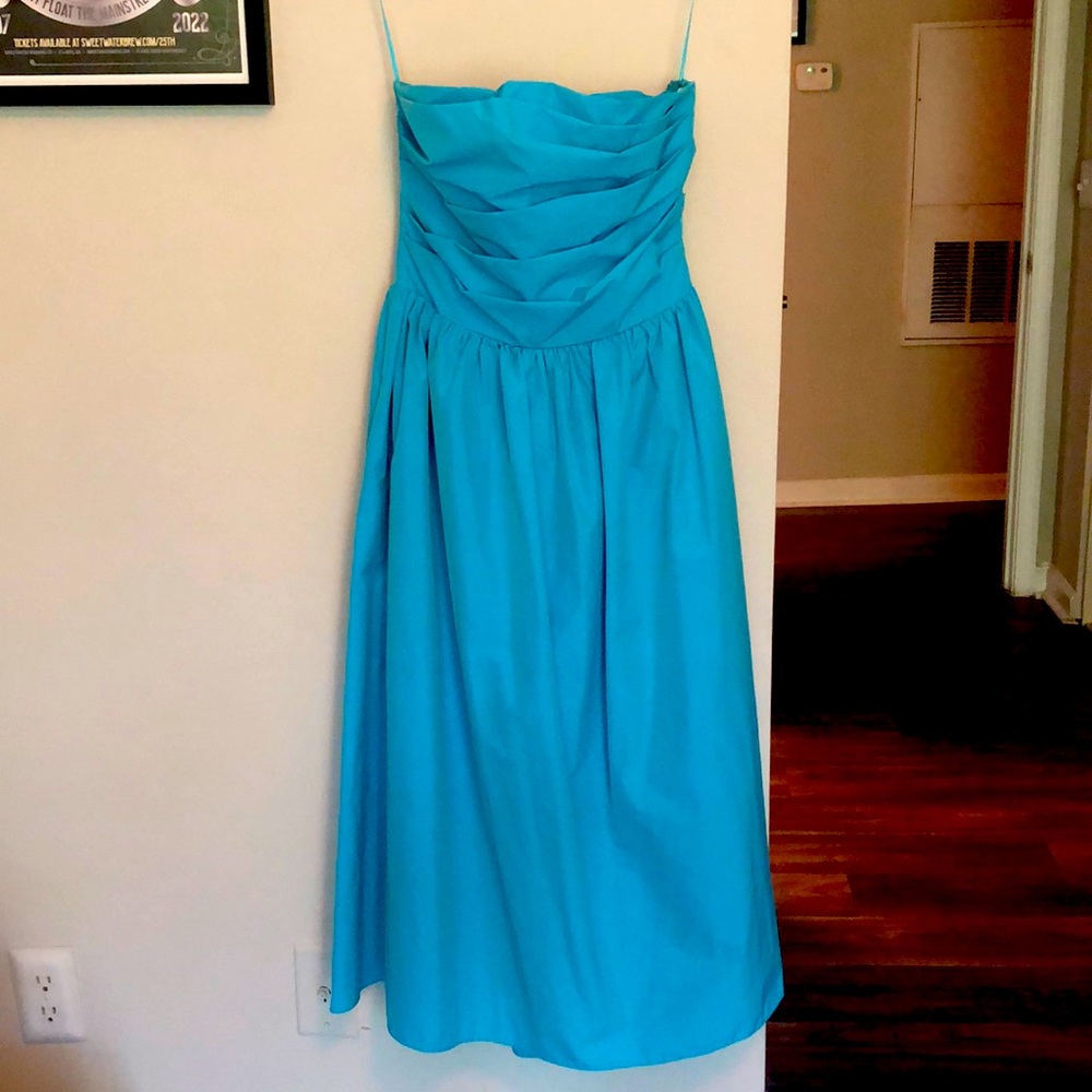 Amanda Uprichard Gaston Strapless Dress in Marina Blue Size Medium - Picture 4 of 11